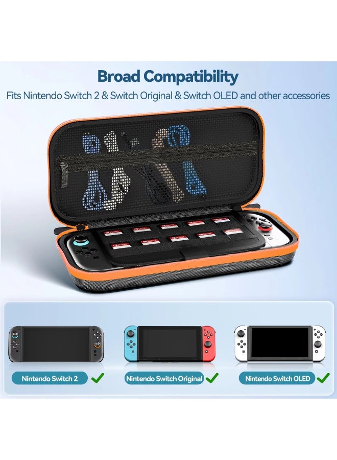 Carrying Case for Switch 2 2025, Protective Hard Shell Portable Travel Carry Handbag Full Case Accessories Compatible with Switch 2, Card Slots, Fix Strap& Large Capacity Design - Image 3