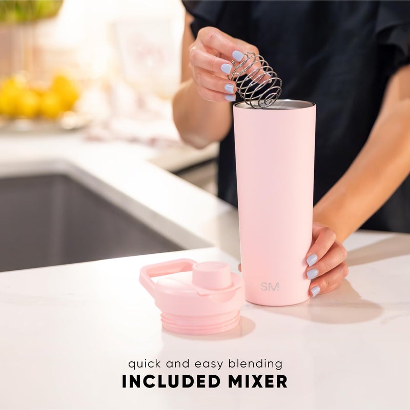 Simple Modern Stainless Steel Shaker Bottle with Ball 24oz | Metal Insulated Cup for Protein Mixes, Shakes and Pre Workout | Rally Collection | Cream Leopard - Image 4