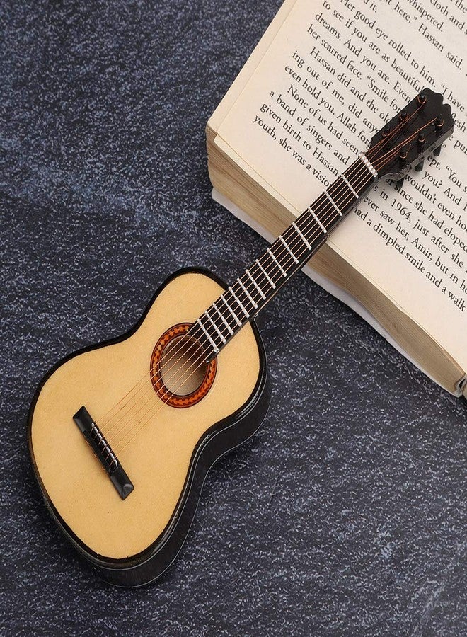 Zerodis 1/6 Scale Dollhouse Size Wooden Guitar Model,Mini Musical Instrument Crafts Ornament Accessory with Stand&Case for 12inch Doll Decoration 6.7X2.4X0.8inch(Wood) - Image 3