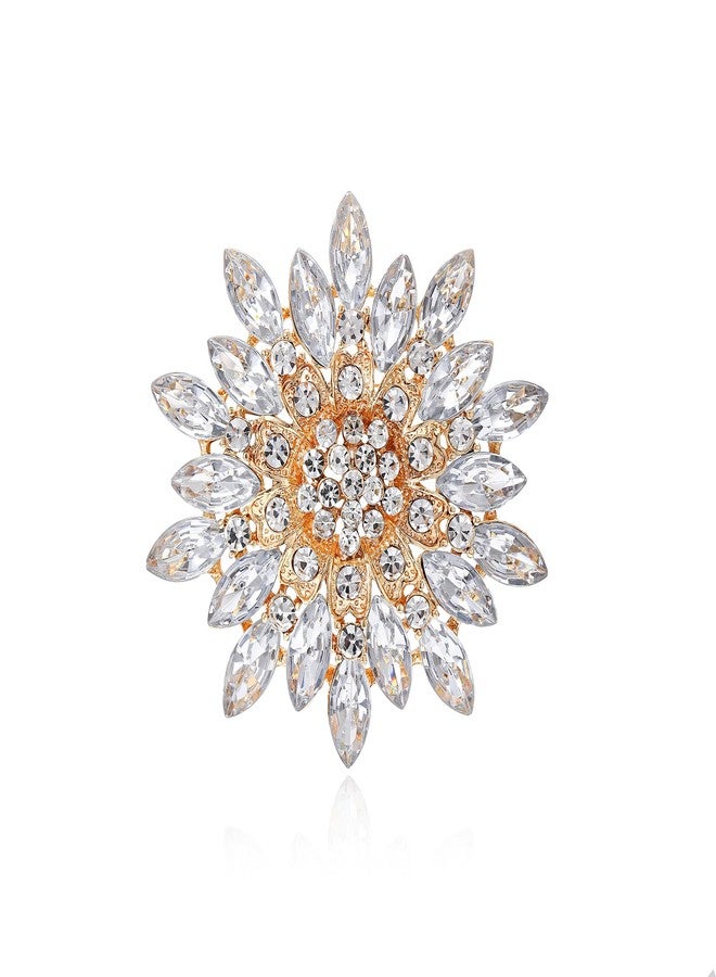 FUTIMELY Rhinestone Flower brooch Pin Large Crystal Flower brooch Lapel Pins Wedding Party Birthday Dance Banquet Dress Suit Ceremony Clothes Hat Bag Accessories Jewelry for Women (White1) - Image 1