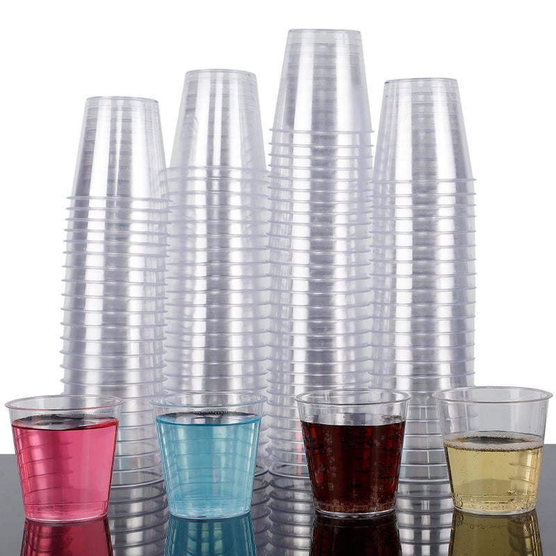 Zcaukya Zcaukya 100 Shot Glasses  1oz Clear Plastic Disposable Hard Cups  Mini Cups Great Container for Sauce  Sample Tasting  Jello Shots  Pudding - Image 1