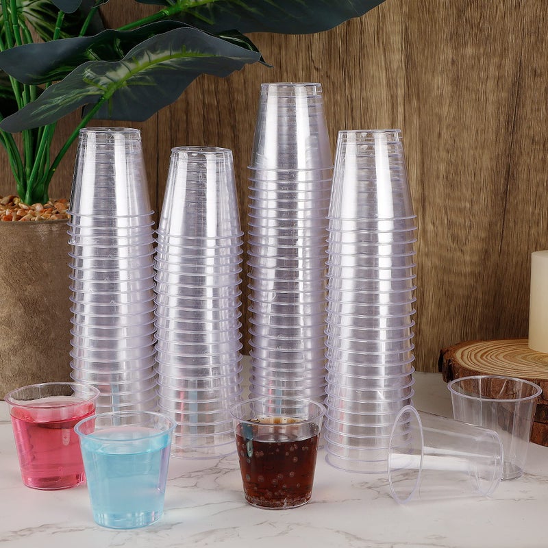 Zcaukya Zcaukya 100 Shot Glasses  1oz Clear Plastic Disposable Hard Cups  Mini Cups Great Container for Sauce  Sample Tasting  Jello Shots  Pudding - Image 5