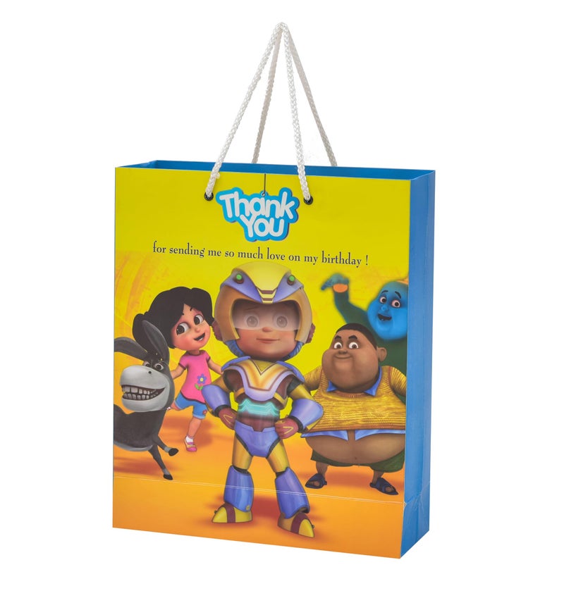 PPJ ® -THANK YOU HAPPY BIRTHDAY (ROBO BOY THEME) PARTY (10 Pcs.) PAPER CARRY BAG, 10 Inch X 12 Inch X 4 Inch RETURN GIFT/HAPPY BIRTHDAY/RETURN GIFTS/GIFTS/GIFT BAGS/GIFT COVERS (Pack of 10) - Image 1