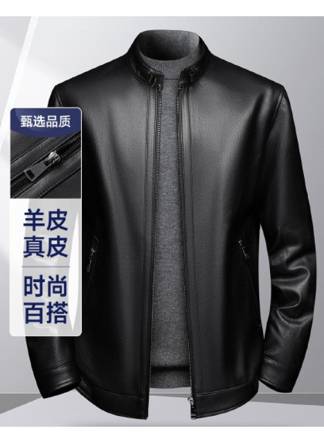 Fapai جاكيت جلد رجالي بياقة واقفة موضة متعددة الاستخدامات من الجلد الطبيعي - Image 1