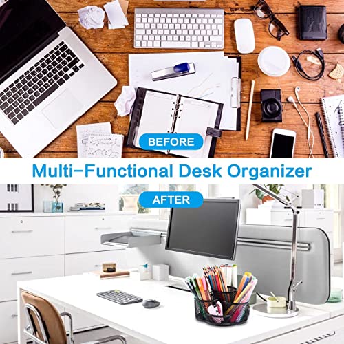 Merayo Desktop Organizer Pen Stand For Study Table Stationery Organizer Metal Mesh Pen Holder - Black - Image 4