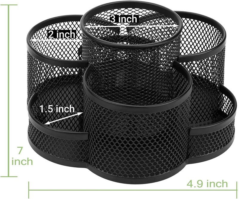 Merayo Desktop Organizer Pen Stand For Study Table Stationery Organizer Metal Mesh Pen Holder - Black - Image 5