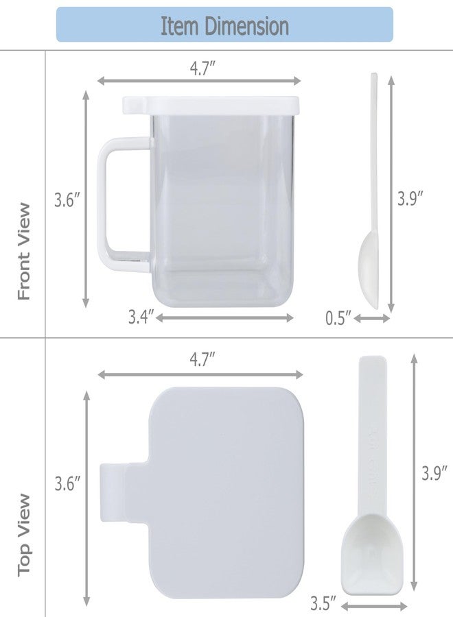 EIKS Clear Condiment Pots Cubic Shaped with Spoon for Storing and Serving Spice Salt Sugar Pepper in Home Kitchen Counter Restaurant - Image 3