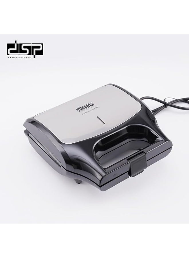 DSP KC1238 6-in-1 Sandwich Maker for Triangle, Striped, Waffle, Nut, Donut, and Candy Shells with Thermostat 800W Black x Silver - Image 3