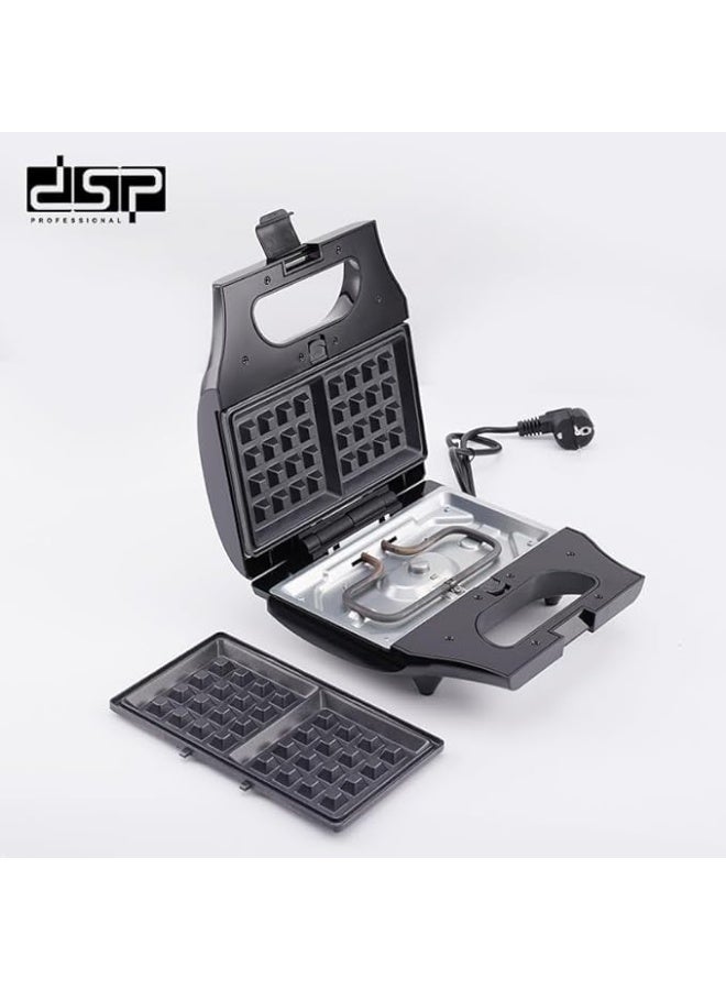 DSP KC1238 6-in-1 Sandwich Maker for Triangle, Striped, Waffle, Nut, Donut, and Candy Shells with Thermostat 800W Black x Silver - Image 4