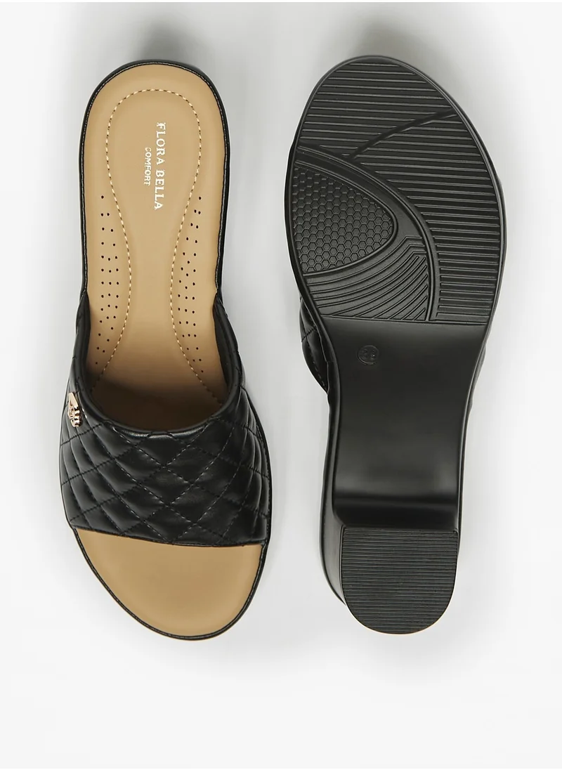 فلورا بيلا Quilted Slip-On Slide Sandals with Block Heels