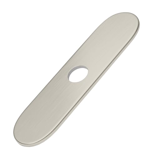 BWE Faucet Cover 10 Inch Deck Plate for 1 or 3 Hole Kitchen or Bathroom Sink Faucet Brushed Nickel Outside Escutcheon Plate Stainless Steel Plate Round Vessel Vanity Base Sink Hole Cover Round - Image 1