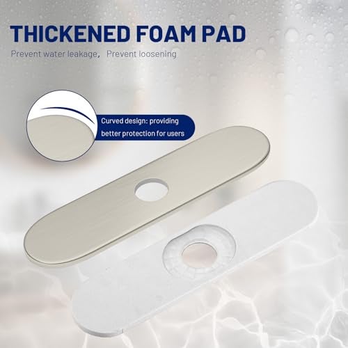 BWE Faucet Cover 10 Inch Deck Plate for 1 or 3 Hole Kitchen or Bathroom Sink Faucet Brushed Nickel Outside Escutcheon Plate Stainless Steel Plate Round Vessel Vanity Base Sink Hole Cover Round - Image 5