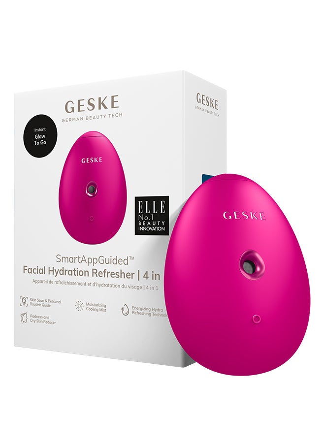 GESKE SmartAppGuided Facial Hydration Refresher 4 in 1 Water Atomiser Face Steamer Water Spray Face Mister Facial Cleansing Device Spray Mist Cosmetics Natural Glow -Magenta  - Image 1