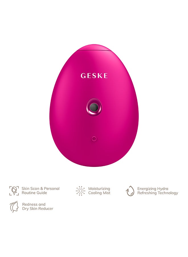 GESKE SmartAppGuided Facial Hydration Refresher 4 in 1 Water Atomiser Face Steamer Water Spray Face Mister Facial Cleansing Device Spray Mist Cosmetics Natural Glow -Magenta  - Image 2