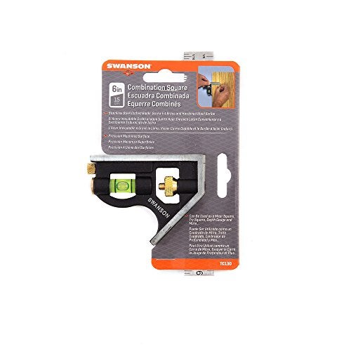 Swanson Tool Co. , Inc Swanson Tool Co TC130 6 inch Combo Square with Stainless Steel Rule, Cast Zinc Body with Bubble Vial, and Brass Bolt - Image 3