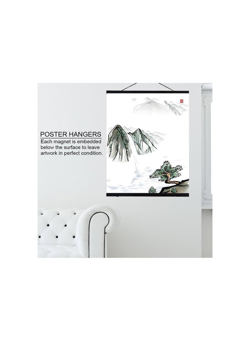 GGOOT Wooden Poster Frame,Modern Magnetic Photo Picture Hanger,DIY Picture Scroll Prints Artwork Hanging Kit for Home Decoration Wall Art (Black)(40CM) - Image 3