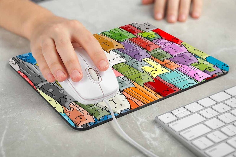 Solekla Mouse Pad, Lovely Multicolor Cartoon Cats Mouse Pad, Personalized Rectangle Mousepad Customized Mouse Pads with Designs Non-Slip Rubber Smooth MousePads for Computer Laptop - Image 3