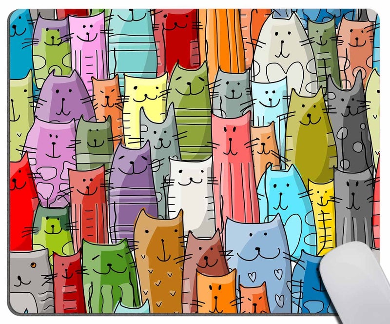 Solekla Mouse Pad, Lovely Multicolor Cartoon Cats Mouse Pad, Personalized Rectangle Mousepad Customized Mouse Pads with Designs Non-Slip Rubber Smooth MousePads for Computer Laptop - Image 5