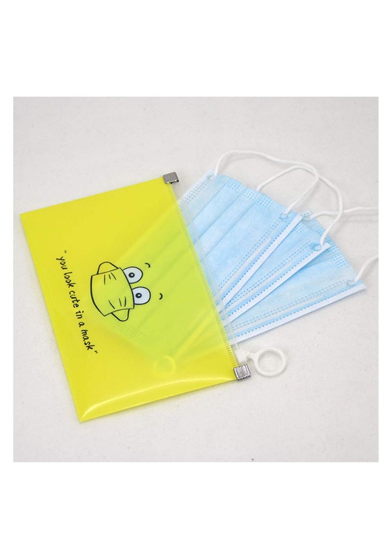Y&D 4PCs Portable Transparent Plastic Face Coverings Storage Clip Bags Waterproof Easy Carry Case Box Organizer Mouth Bandanas Dustproof Foldable Cleaning Multicolours Cute Printed Durable  - Image 5
