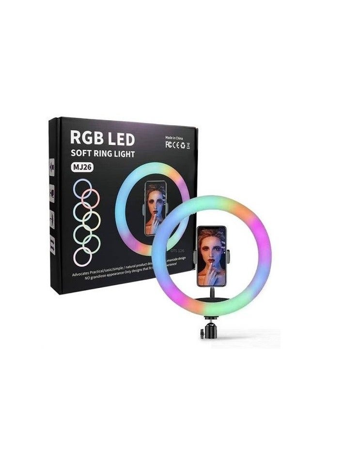 HOMIVA MJ26 RGB LED Soft Ring Light for Camera Smartphone YouTube Video Shooting - Image 4