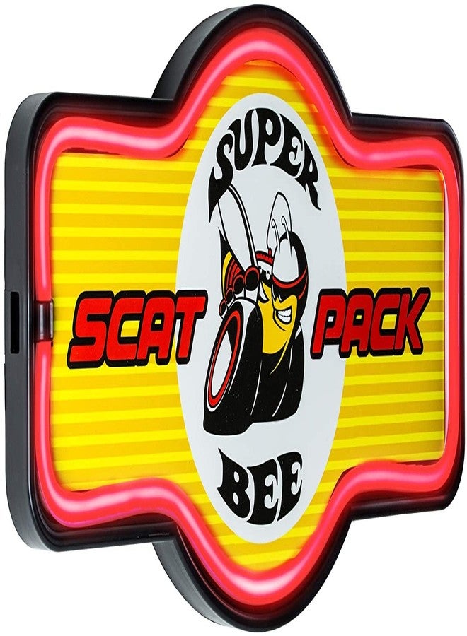 أس أو تي تي لوحة نيون LED مستوحاة من طراز Super Bee Scat Pack القديم، ديكور حائط ريترو للمنزل أو غرفة الألعاب أو البار أو ركن الرجل (17.25 بوصة × 9.5 بوصة). - Image 1