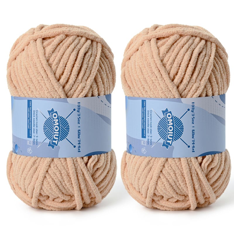 OMoiut 4 Pack Chunky Chenille Yarn for Crocheting, Baby Yarn for Crocheting Soft Blankets, Bulky Yarns for Crochet Amigurumi, 400g (297yds) Fluffy Velvet Yarns for Hand Knitting (4 Light Green) - Image 1