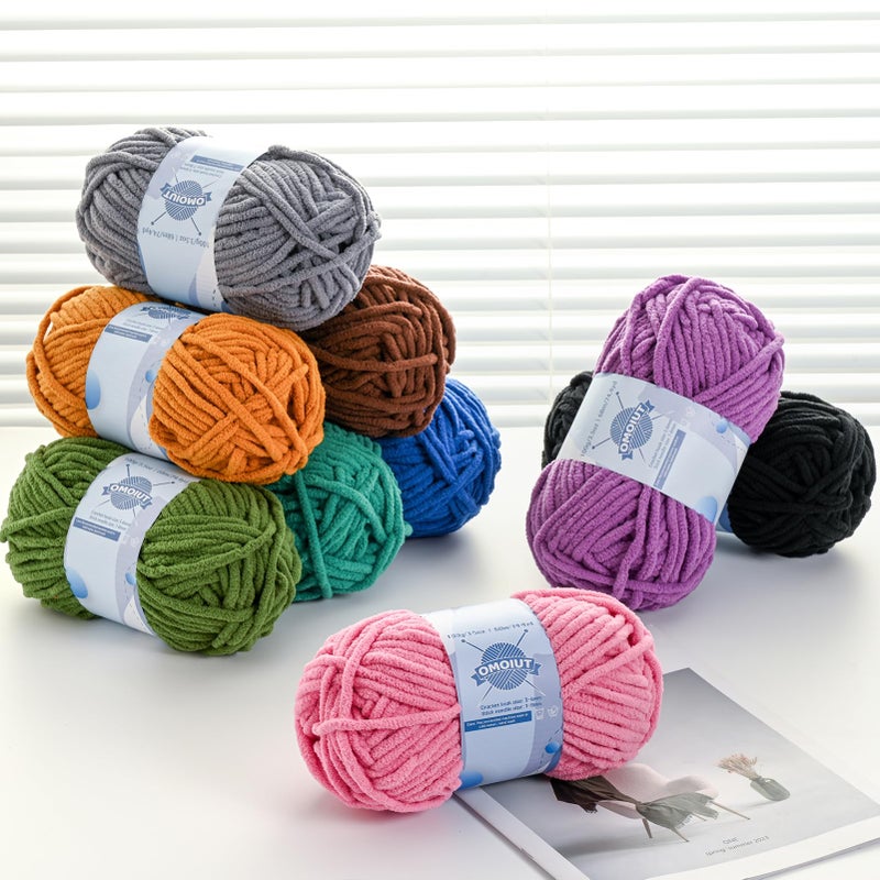 OMoiut 4 Pack Chunky Chenille Yarn for Crocheting, Baby Yarn for Crocheting Soft Blankets, Bulky Yarns for Crochet Amigurumi, 400g (297yds) Fluffy Velvet Yarns for Hand Knitting (4 Light Green) - Image 5