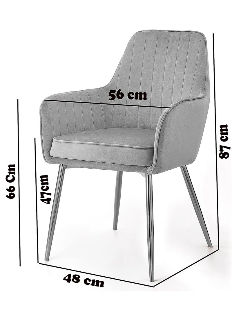 Generic Velvet Kitchen Chair with Stylish Black Legs  - Image 4
