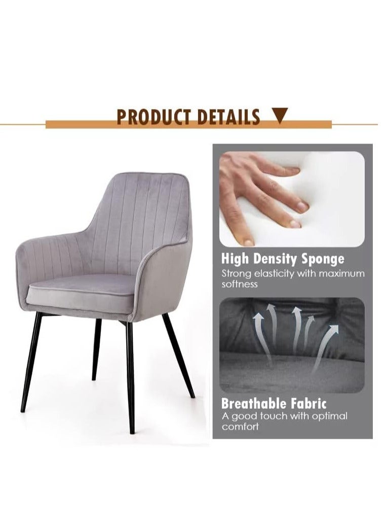 Generic Velvet Kitchen Chair with Stylish Black Legs  - Image 2