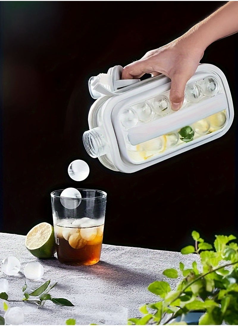 Generic - Silicone Ice Cube Maker Tray - Folding 2-in-1 Portable Ice Cube & Ball Mold, Leakproof BPA Free Household Ice Pot with Cover for Chilled Beverages - Image 1