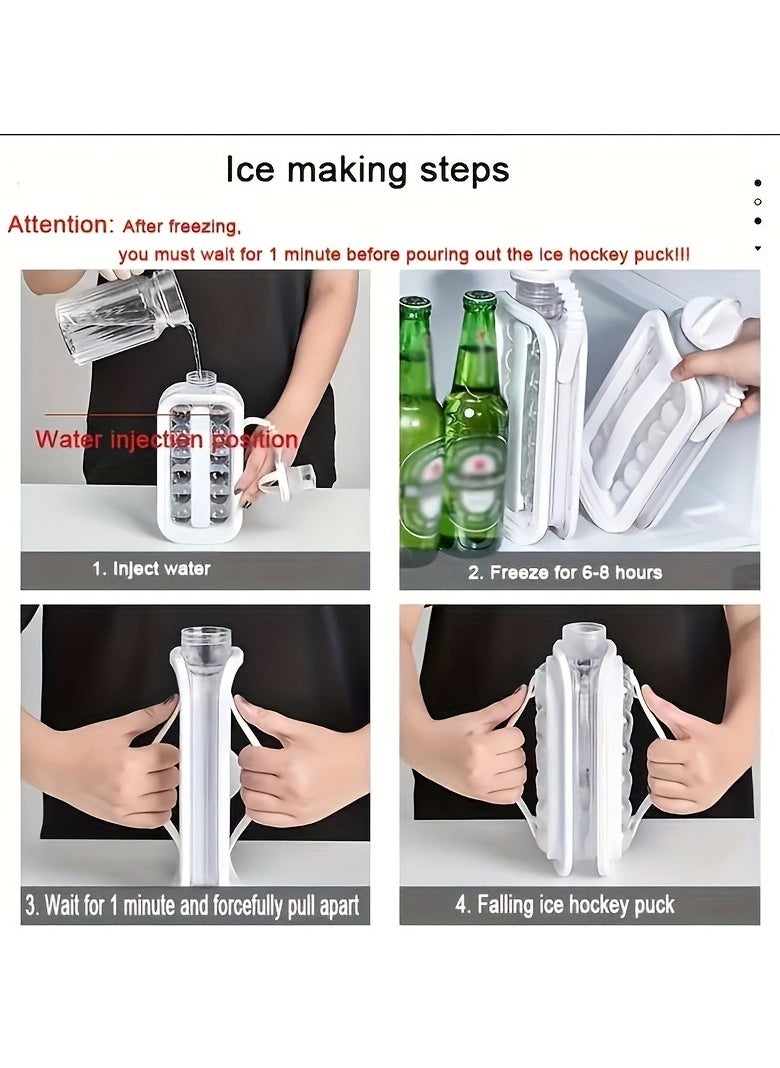 Generic - Silicone Ice Cube Maker Tray - Folding 2-in-1 Portable Ice Cube & Ball Mold, Leakproof BPA Free Household Ice Pot with Cover for Chilled Beverages - Image 1