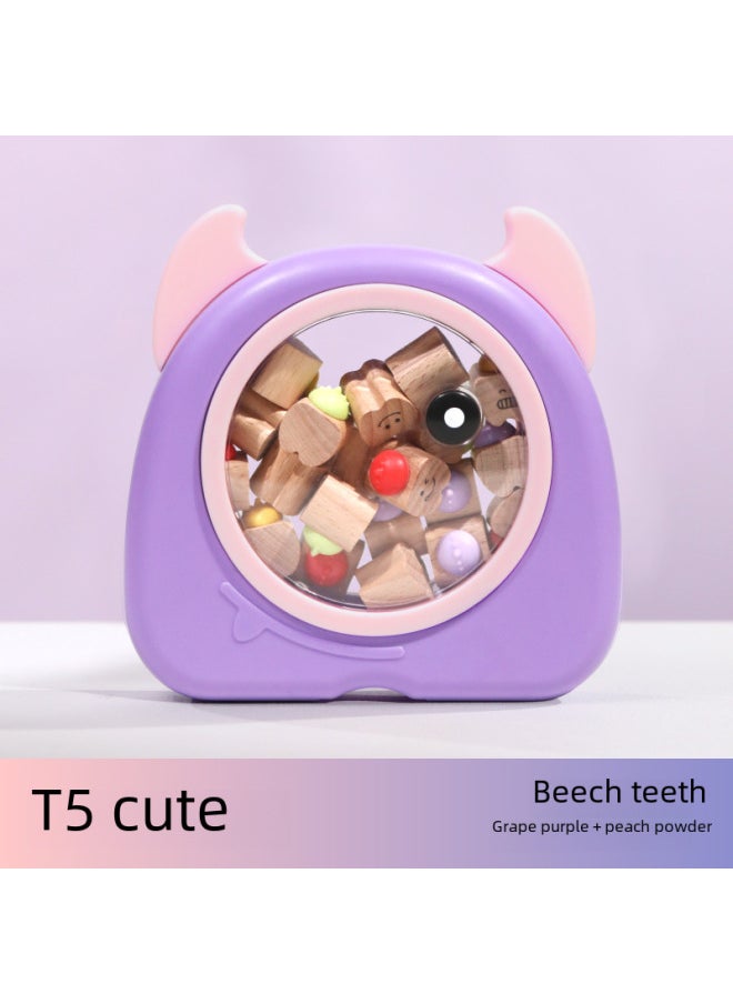 Generic T5 Cute Little Monster Children Toothpick Memory Box Teeth Hair Preservation Storage Baby Tooth Collection Cottonwood-Color:Grape Purple + Peach Powder  - Image 5