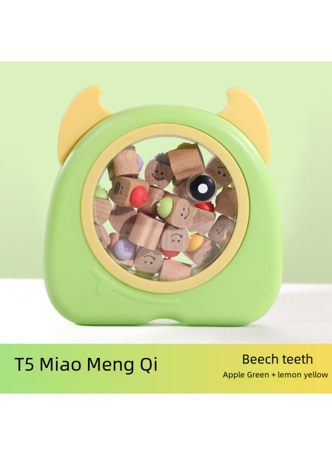 Generic T5 Cute Little Monster Children Toothpick Memory Box Teeth Hair Preservation Storage Baby Tooth Collection Cottonwood-Color:Grape Purple + Peach Powder  - Image 4