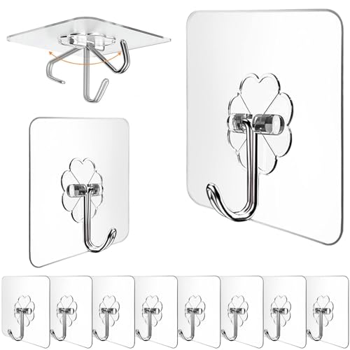 Stysol PVC Wall Hooks for Bathroom Accessories Without Drill, Pack of 10, Transparent - Image 1