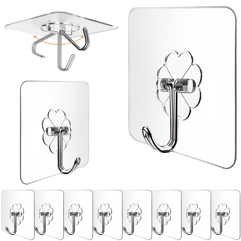 Stysol PVC Wall Hooks for Bathroom Accessories Without Drill, Pack of 10, Transparent - Image 5