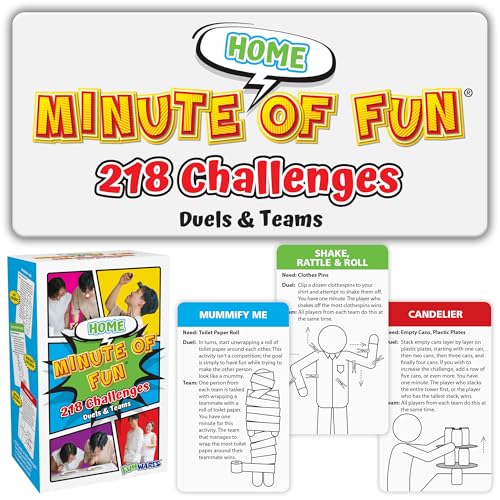 Funwares Home Edition, 218 Minute of Fun Games - Minute to Win It Family Party & Travel for Kids & Adults, 2-12 Players! Play with Everyday Household Items. - Image 1
