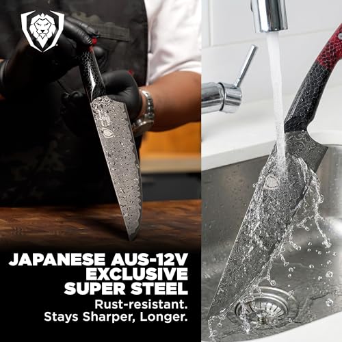 Dalstrong Chef Knife - 9.5 inch Blade - AUS-12V Exclusive Japanese Steel - Black Damascus Full Tang - Honeycomb Handle - Chef's Knife - Scorpion Series - Razor Sharp Kitchen - Leather Sheath - Image 3