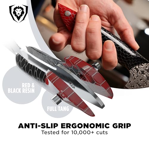 Dalstrong Chef Knife - 9.5 inch Blade - AUS-12V Exclusive Japanese Steel - Black Damascus Full Tang - Honeycomb Handle - Chef's Knife - Scorpion Series - Razor Sharp Kitchen - Leather Sheath - Image 4