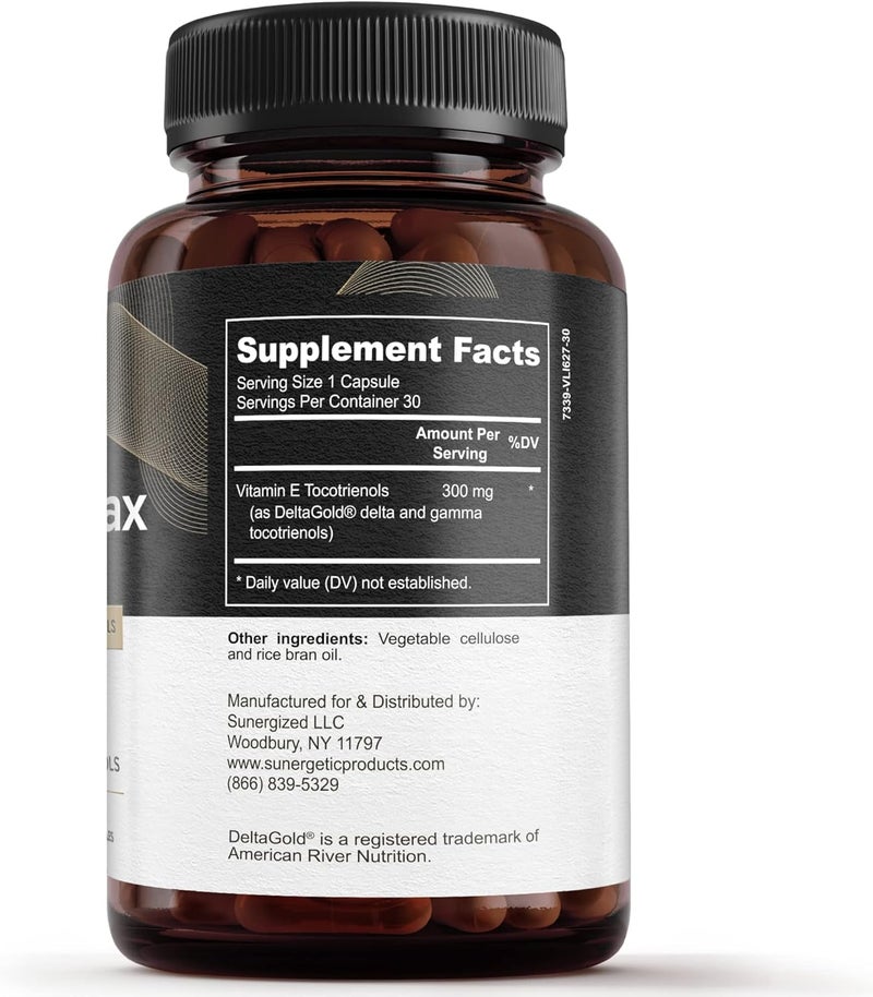 Sunergetic مكمل سونيرجيتيك بريميوم توكوتريينول من أناتو مع دلتا جولد توكوتريينول فيتامين E 300 ملغ يدعم صحة الكبد والمناعة وصحة القلب توكوتريينول دلتا وغاما 30 كبسولة سائلة - Image 2