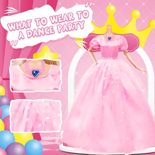 Ecore Fun 99 Pcs Doll Clothes Outfits and Accessories 5 Princess Wedding Gowns 12 Fashion Dresses 2 Leisure Outfits 2 Bikini Swimsuits 10 Shoes and 57 Accessories for 115 inch DollsGirl Gift - Image 5