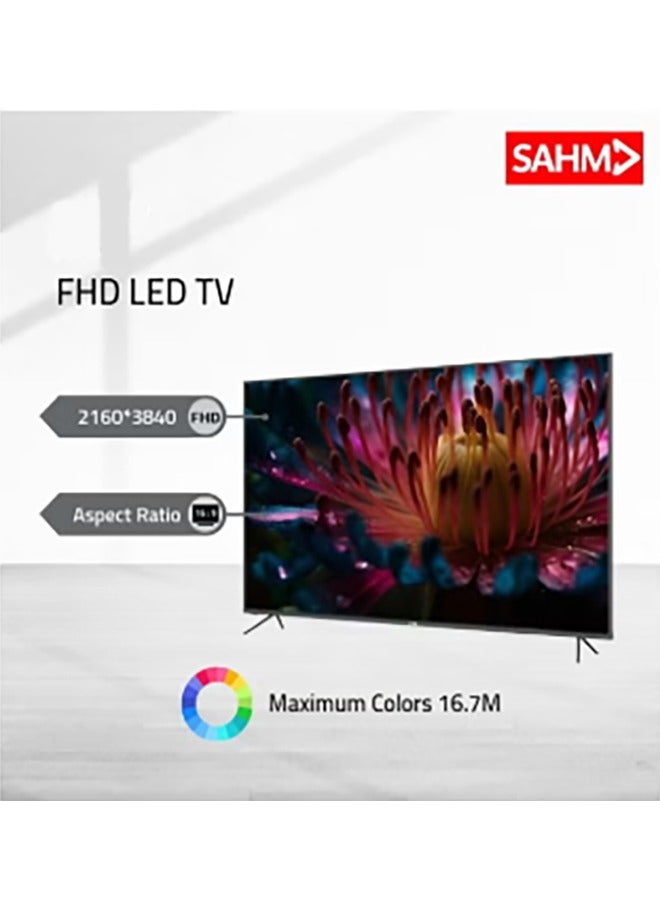 SAHM 50 Inch 4K Smart LED TV, Android 13 with E-Share, UHD 3840x2160 Resolution, 16:9 Aspect Ratio, 8GB ROM, 1.5GB RAM, 3 HDMI & 2 USB Ports | SHM-50LPS - Image 2