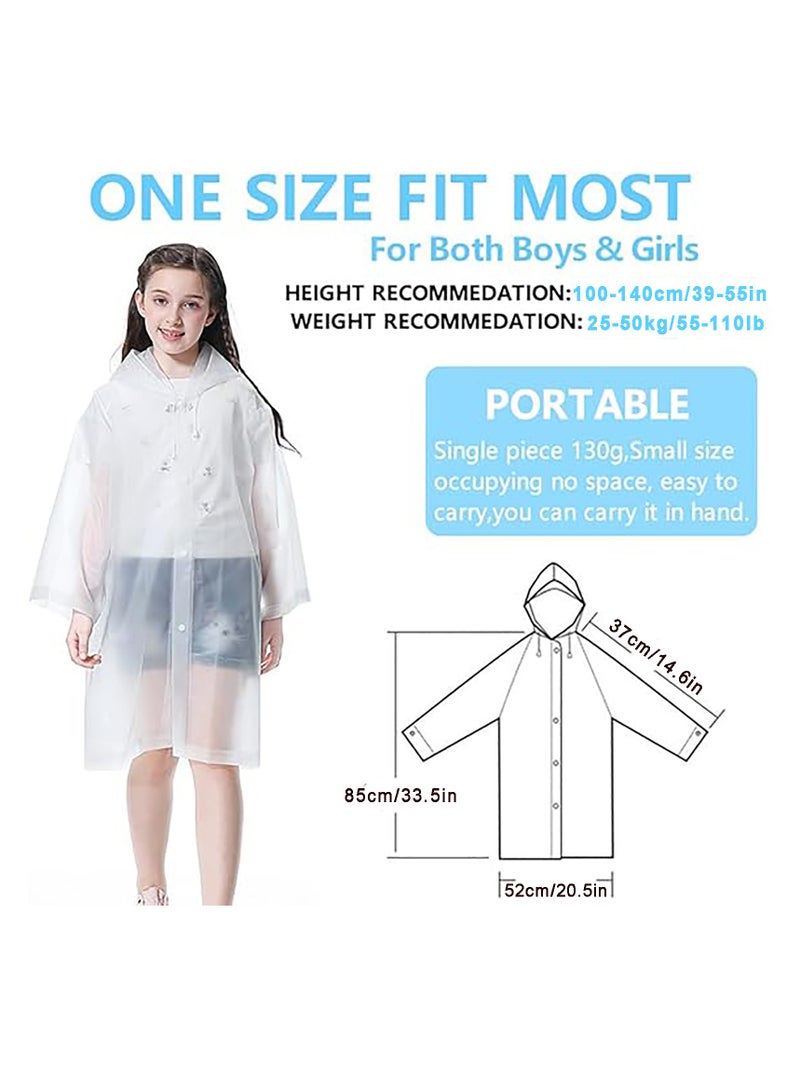 Flushrenic 2 Pack Kids Rain Poncho,Reusable Waterproof Rain Cape with Hood and Sleeves, Breathable Waterproof Raincoat,for School Outdoor Hiking Cycling Camping Travel - Image 2
