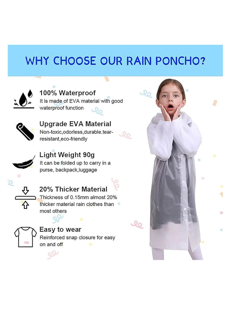 Flushrenic 2 Pack Kids Rain Poncho,Reusable Waterproof Rain Cape with Hood and Sleeves, Breathable Waterproof Raincoat,for School Outdoor Hiking Cycling Camping Travel - Image 3