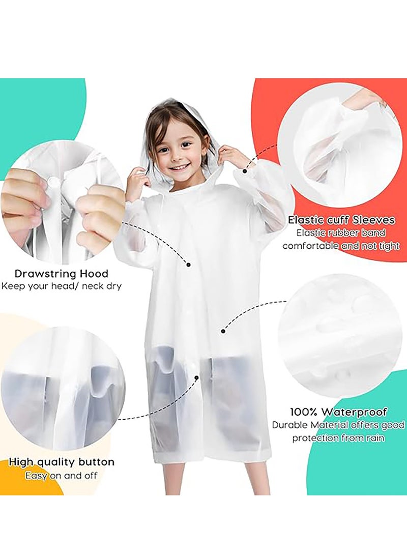 Flushrenic 2 Pack Kids Rain Poncho,Reusable Waterproof Rain Cape with Hood and Sleeves, Breathable Waterproof Raincoat,for School Outdoor Hiking Cycling Camping Travel - Image 4