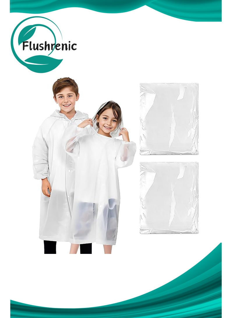 Flushrenic 2 Pack Kids Rain Poncho,Reusable Waterproof Rain Cape with Hood and Sleeves, Breathable Waterproof Raincoat,for School Outdoor Hiking Cycling Camping Travel - Image 1