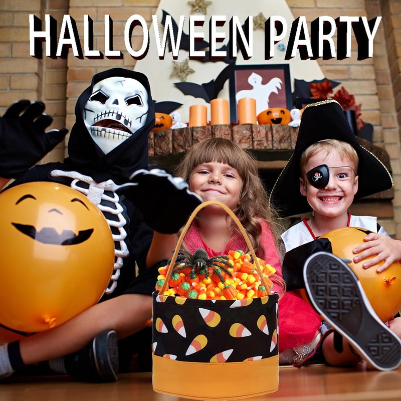 XinblueCo Halloween Candy Buckets Candy Baskets Halloween Trick or Treat Bags Polka Dot Halloween Party Favor Bags - Image 5
