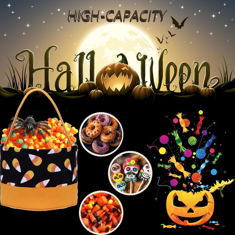 XinblueCo Halloween Candy Buckets Candy Baskets Halloween Trick or Treat Bags Polka Dot Halloween Party Favor Bags - Image 4