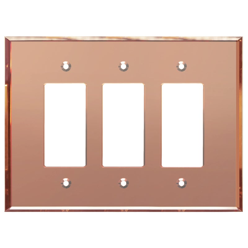LIDER Reflective Decorator Wall Plate Mirrored Light Switch Plate Plexiglass Outlet Cover Oversized 3Gang 525 x 706 LWP33OARG Acrylic Mirror Glass Rose Gold 1Pack - Image 2