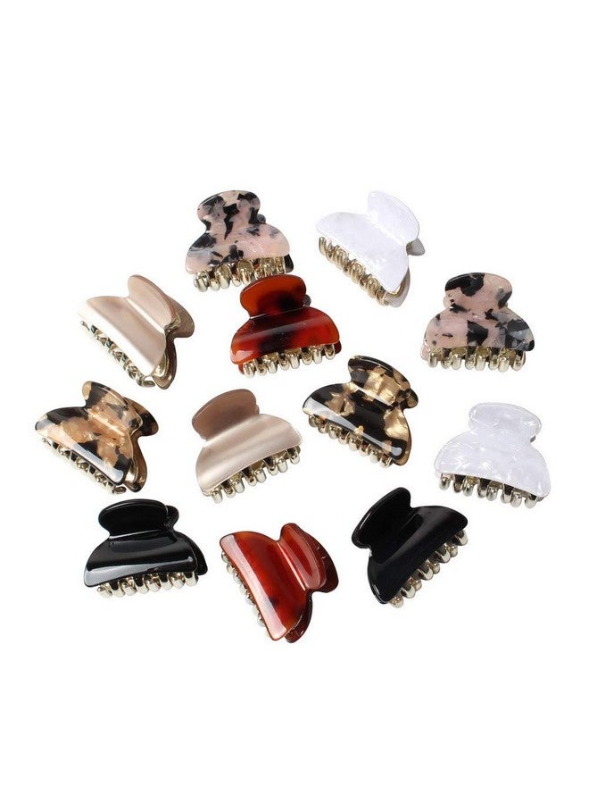 Cuizhiyu 1.57 Inch Floral Printed Small Acrylic Hair Claw Clips For Girls And Women,Plastic No Slip Grip Jaw Hair Clip Hair Jaw Clamp ,Pack Of 12 (Color C) - Image 1