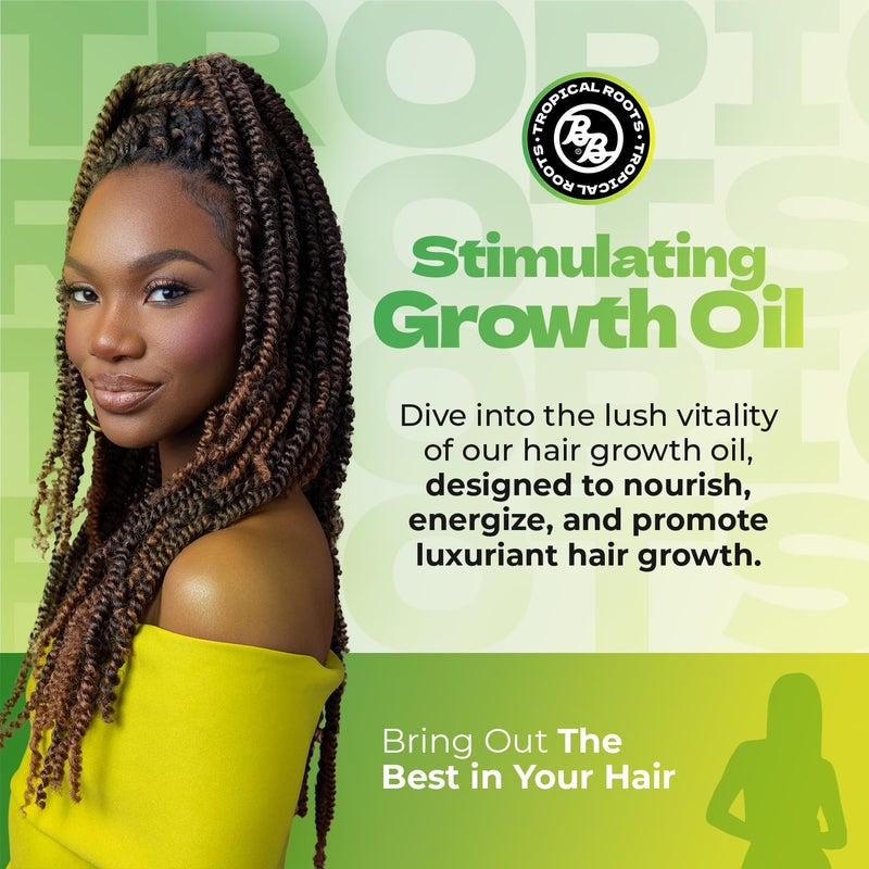 Bronner Bros Bronner Bros Tropical Roots Stimulating Growth Oil - Hair Growth Products with Vitamin A & D, Guava & Pineapple Extracts - Sulfate & Paraben- Free Scalp Stimulator, Nourish, Moisturize Hair - 8oz - Image 2